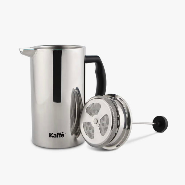 Stainless steel Kaffe French Press Coffee Maker on a white background