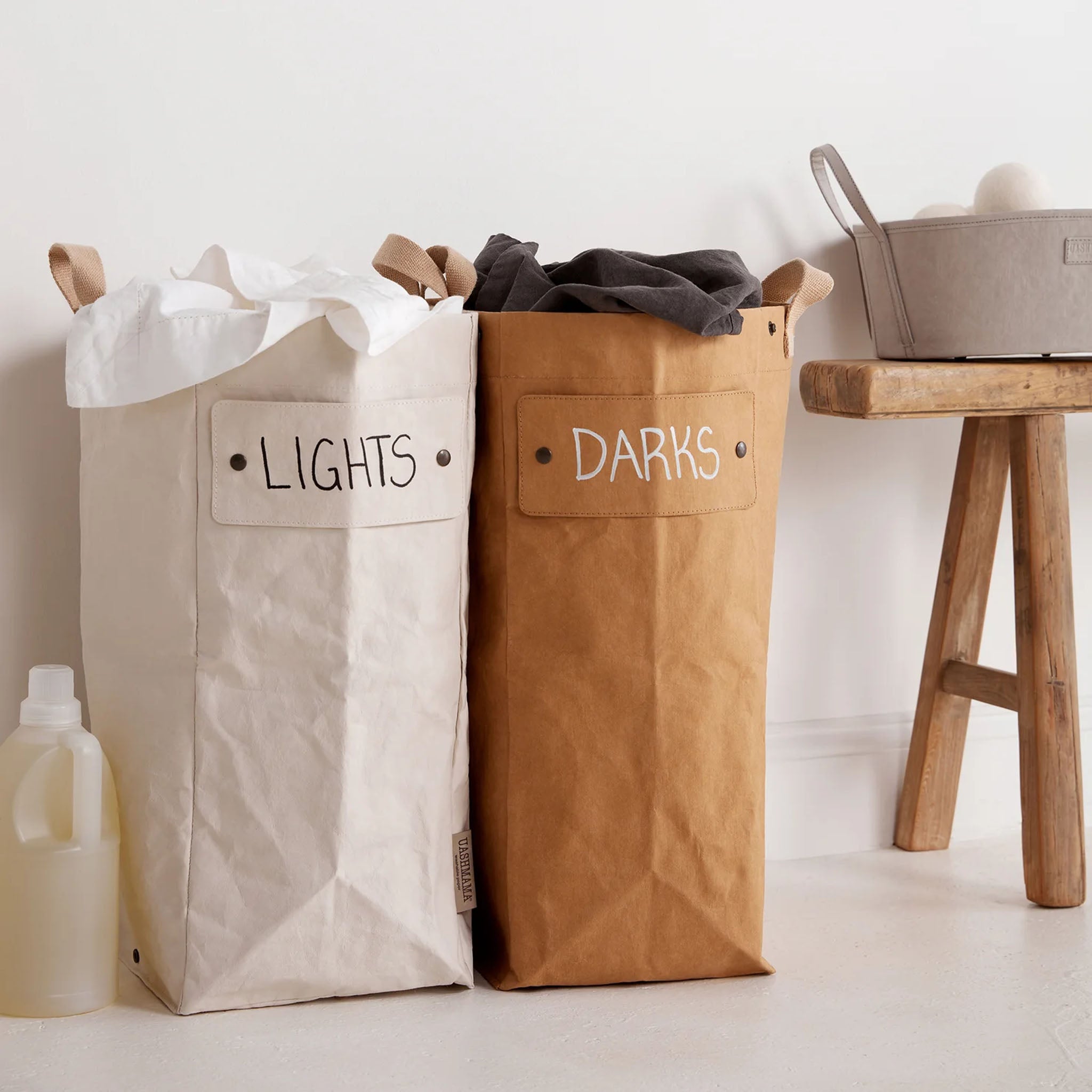 Uashmama Laundry Hamper Bag in Avana on a white background at Addison West