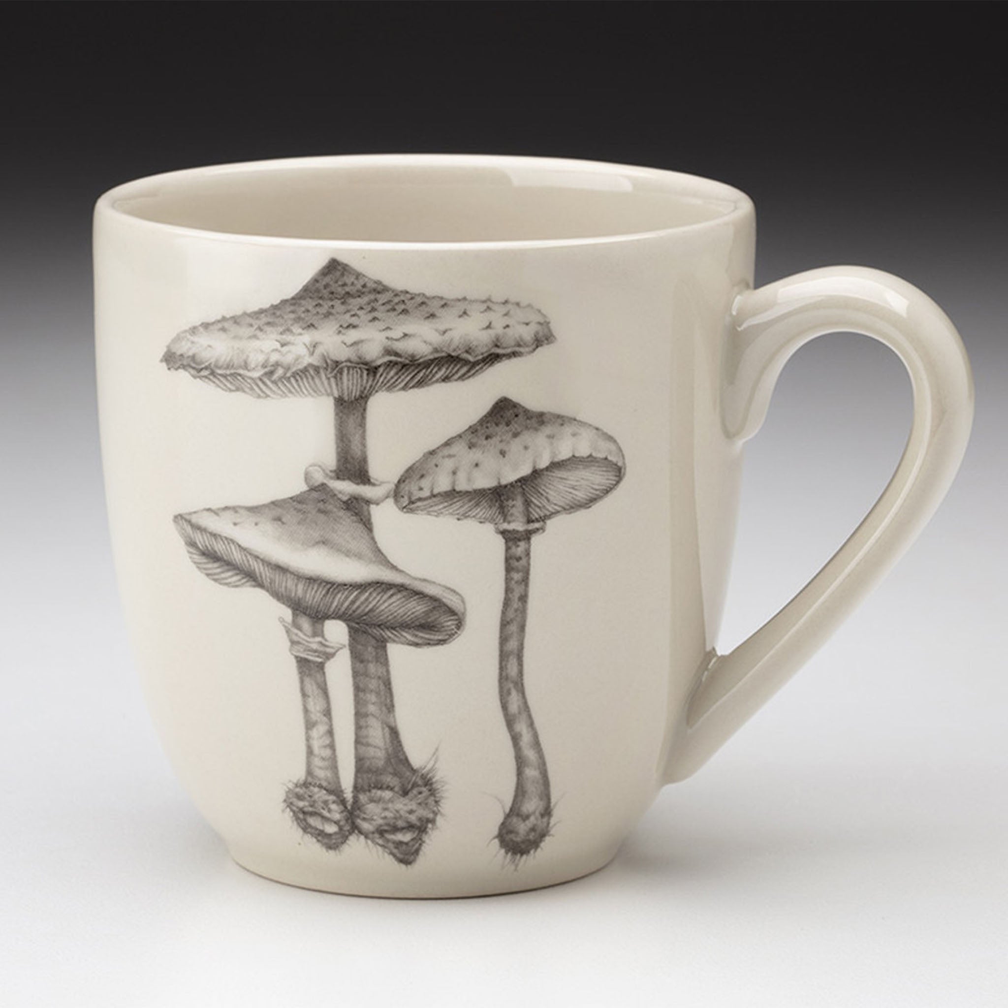 Laura Zindel Parasol Mushroom Mug on a grey background at Addison West