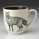 Laura Zindel Red Fox Mug with brown interior on grey background.