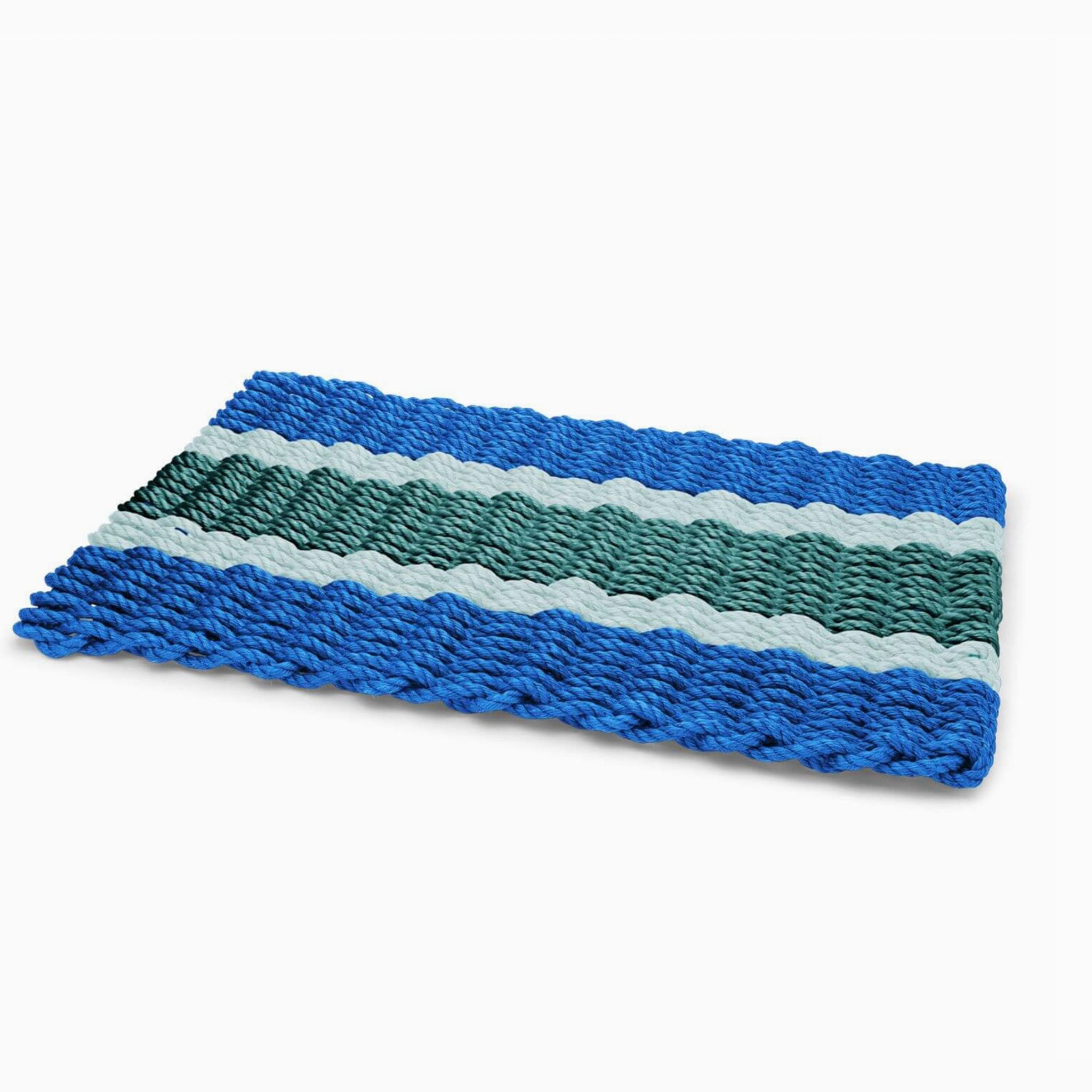 Lobster Rope Outdoor Doormat in Blue + Seafoam + Dark Green - Addison West