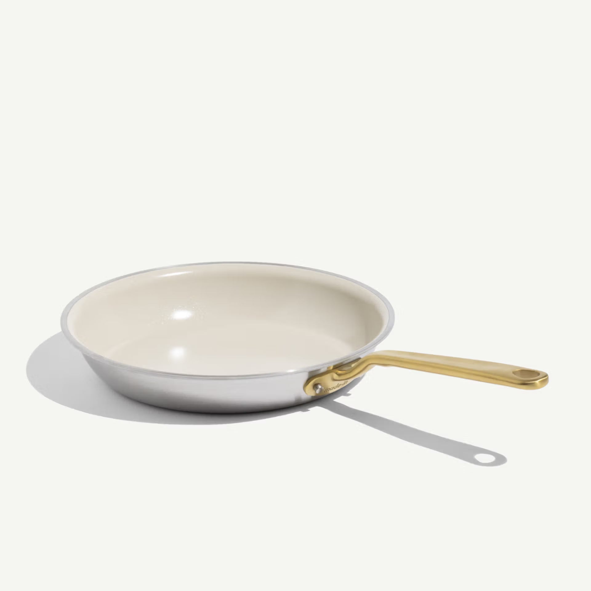 Made In CeramiClad™ 10” Non-stick Fry Pan in Antique Brass on a white background at Addison West
