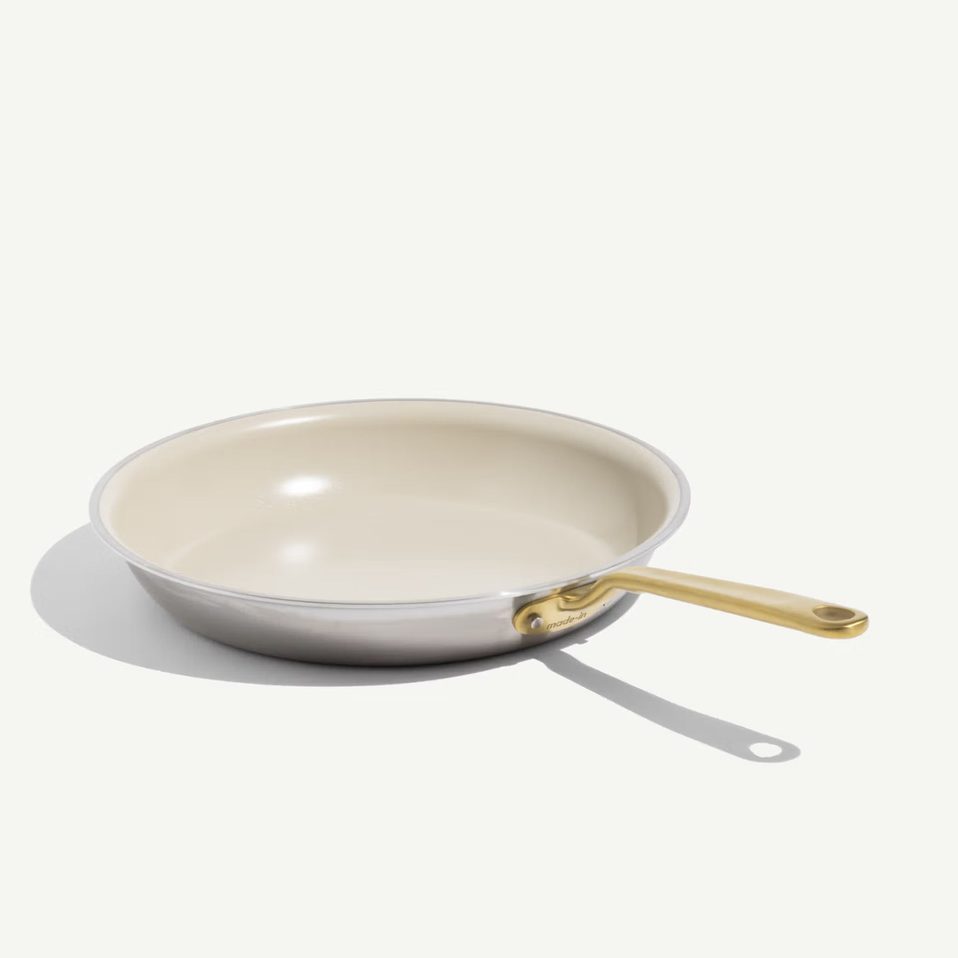 Made In CeramiClad™ 12” Non-stick Fry Pan in Antique Brass on a white background at Addison West