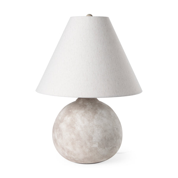 Mercana brand Mehdi Cream Ceramic Table Lamp on a white background