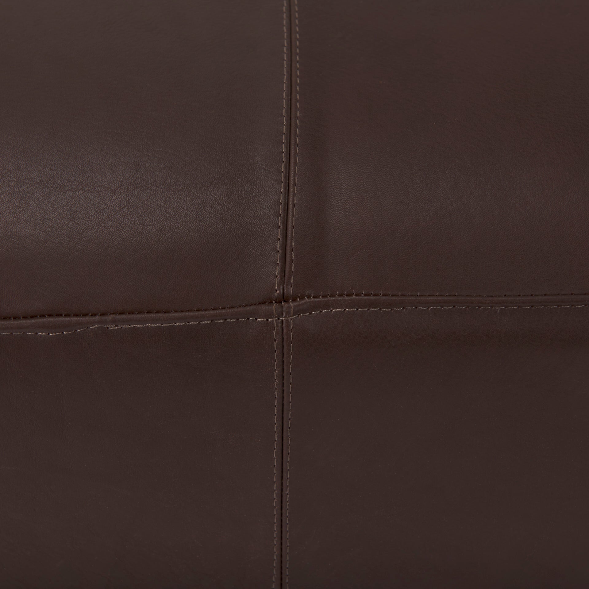 Close up of Minara 36L Square Dark Brown Leather Wrapped Ottoman