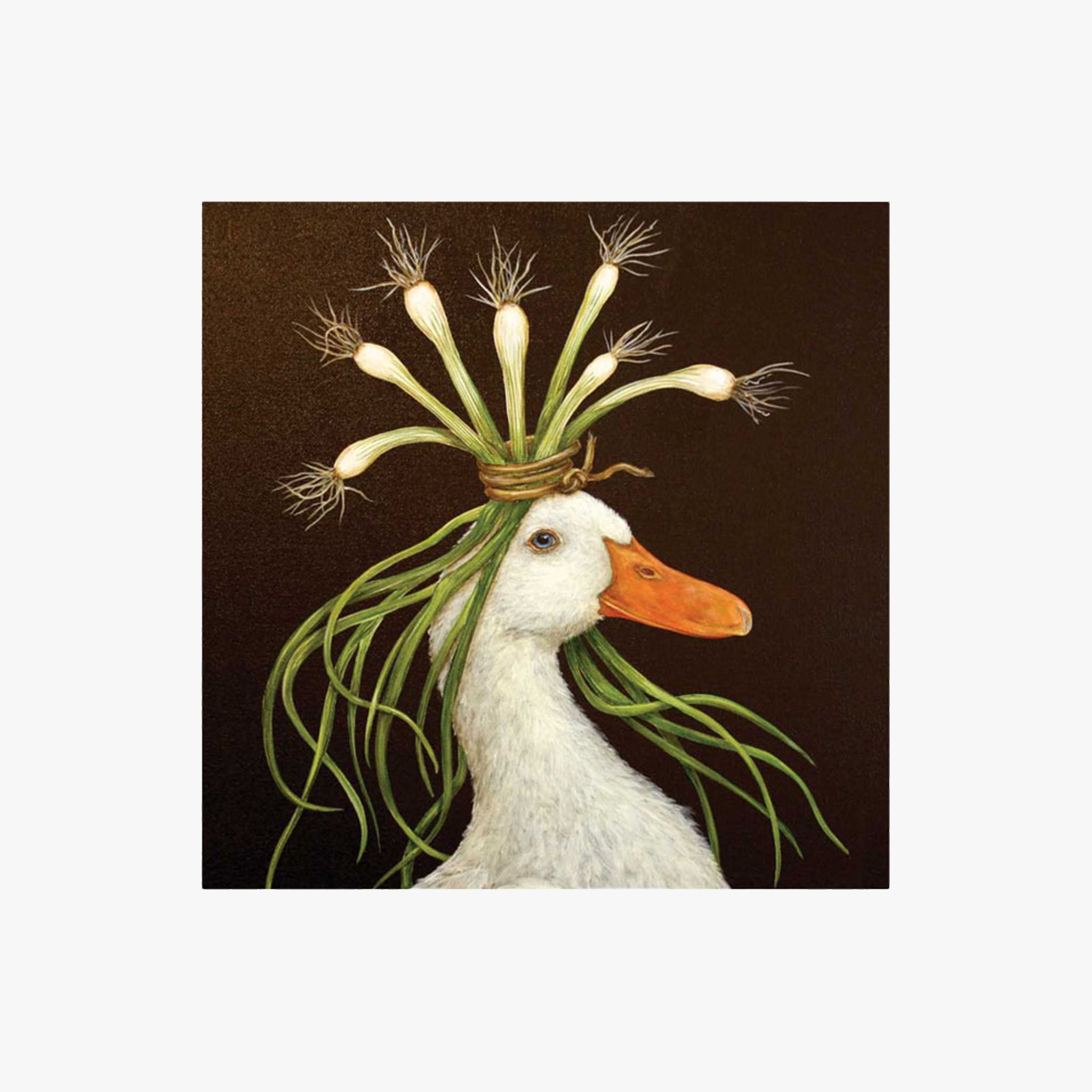 PPD 'Miranda' Cocktail Napkin with duck with scallions on a black background