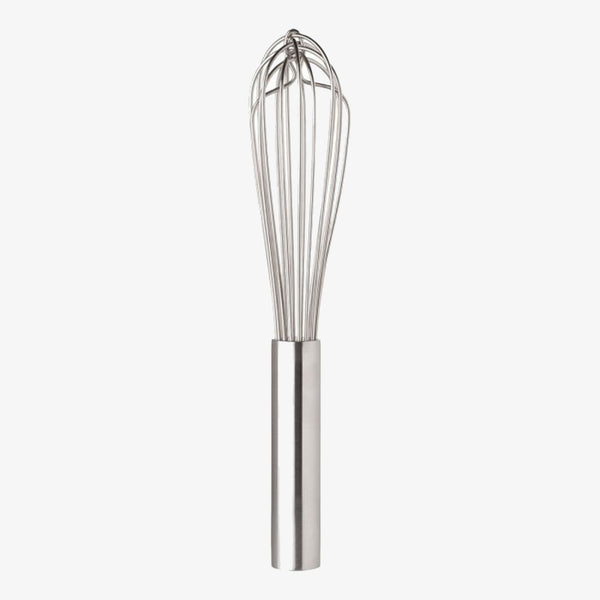 12" Stainless steel French Whip Whisk on a white background