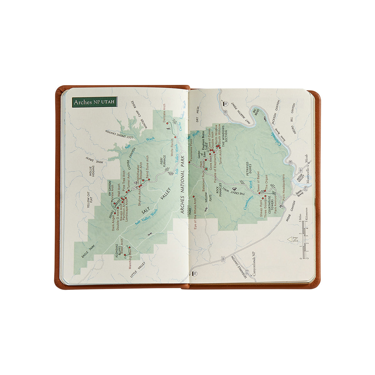 National Parks Green Leather Pocket Atlas on white background at Addison West.