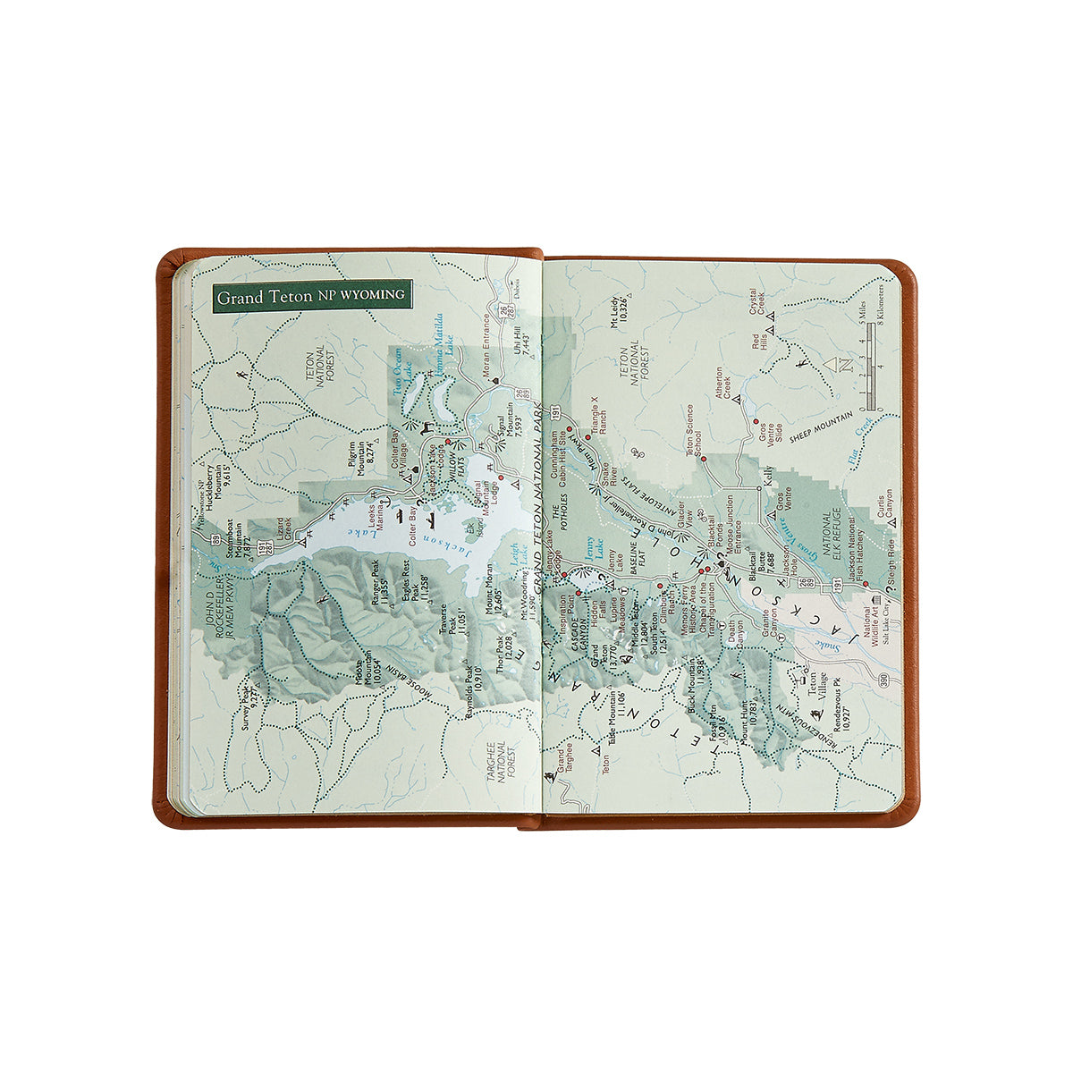National Parks Green Leather Pocket Atlas on white background at Addison West.