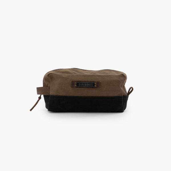 Barebones Neelum Dopp Kit in Khaki on a white background