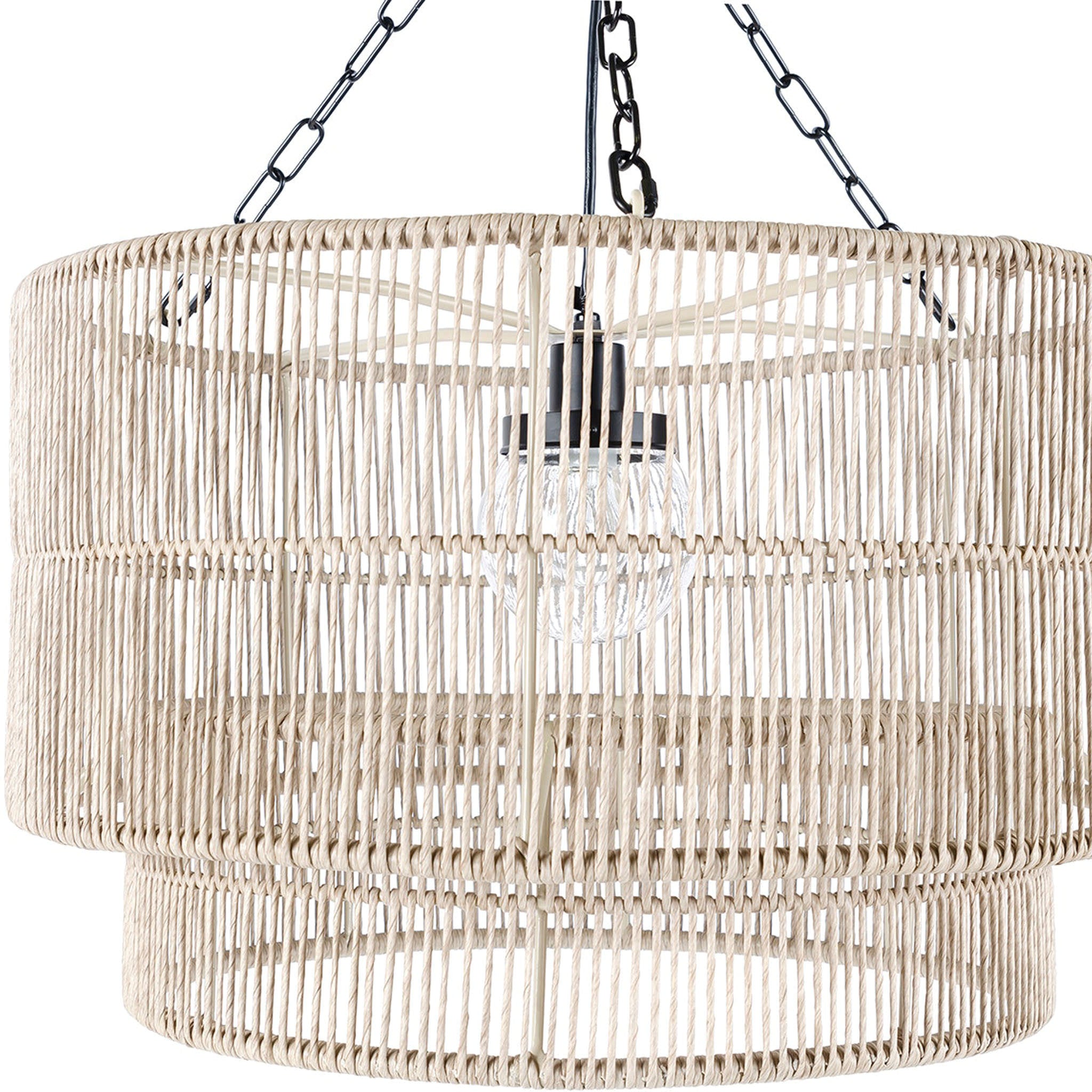 Palecek Tanner Outdoor Drum Pendant, Natural on white background at the Addison West.