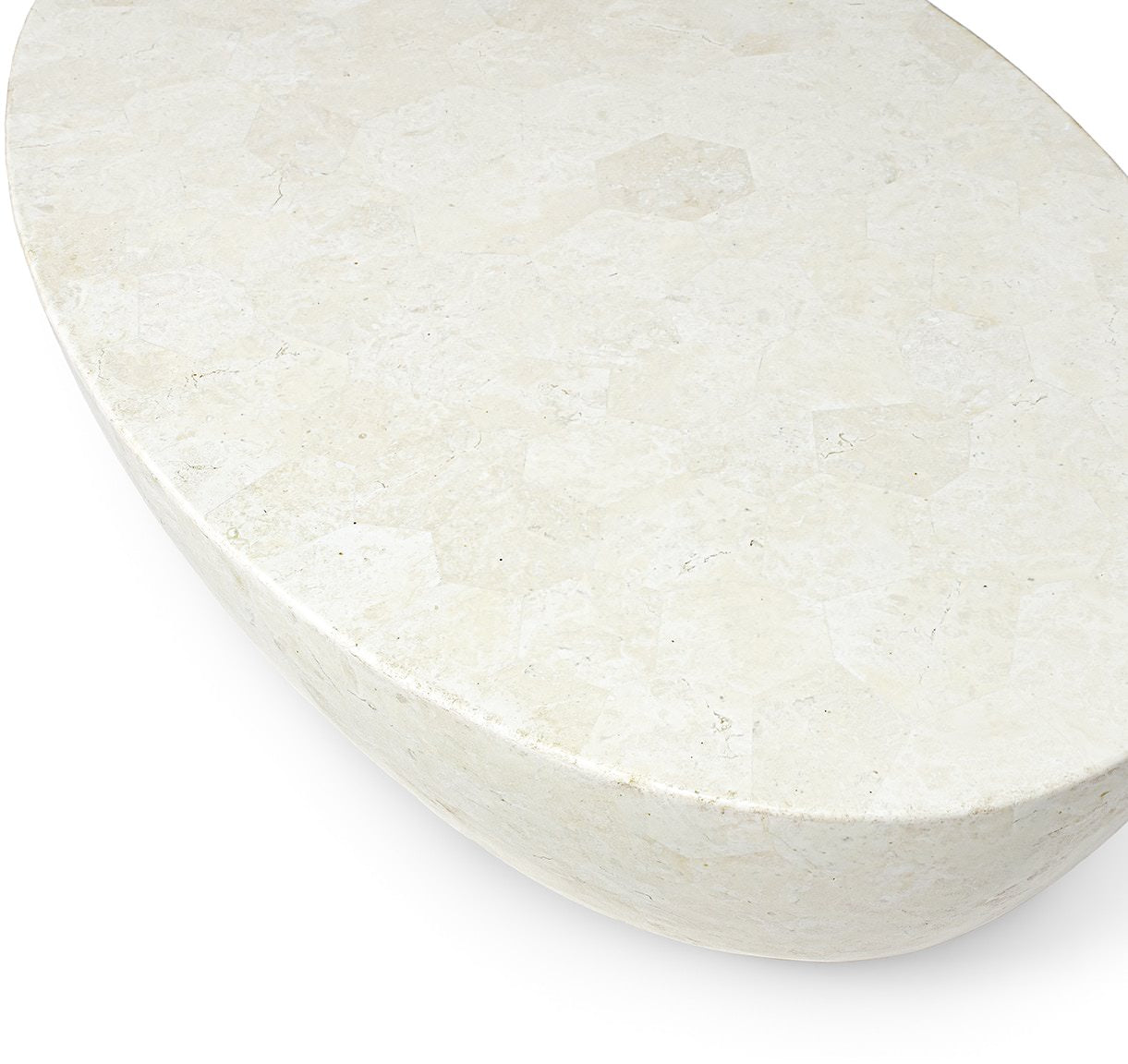 Palecek Vail Outdoor Stone Coffee Table on white background at Addison West.