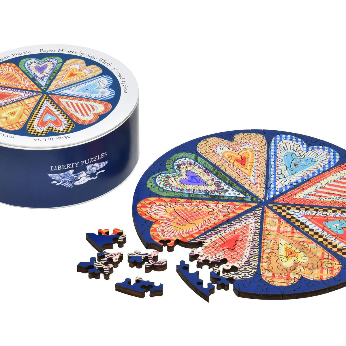 Liberty Puzzle Paper Hearts on a white background at Addison West