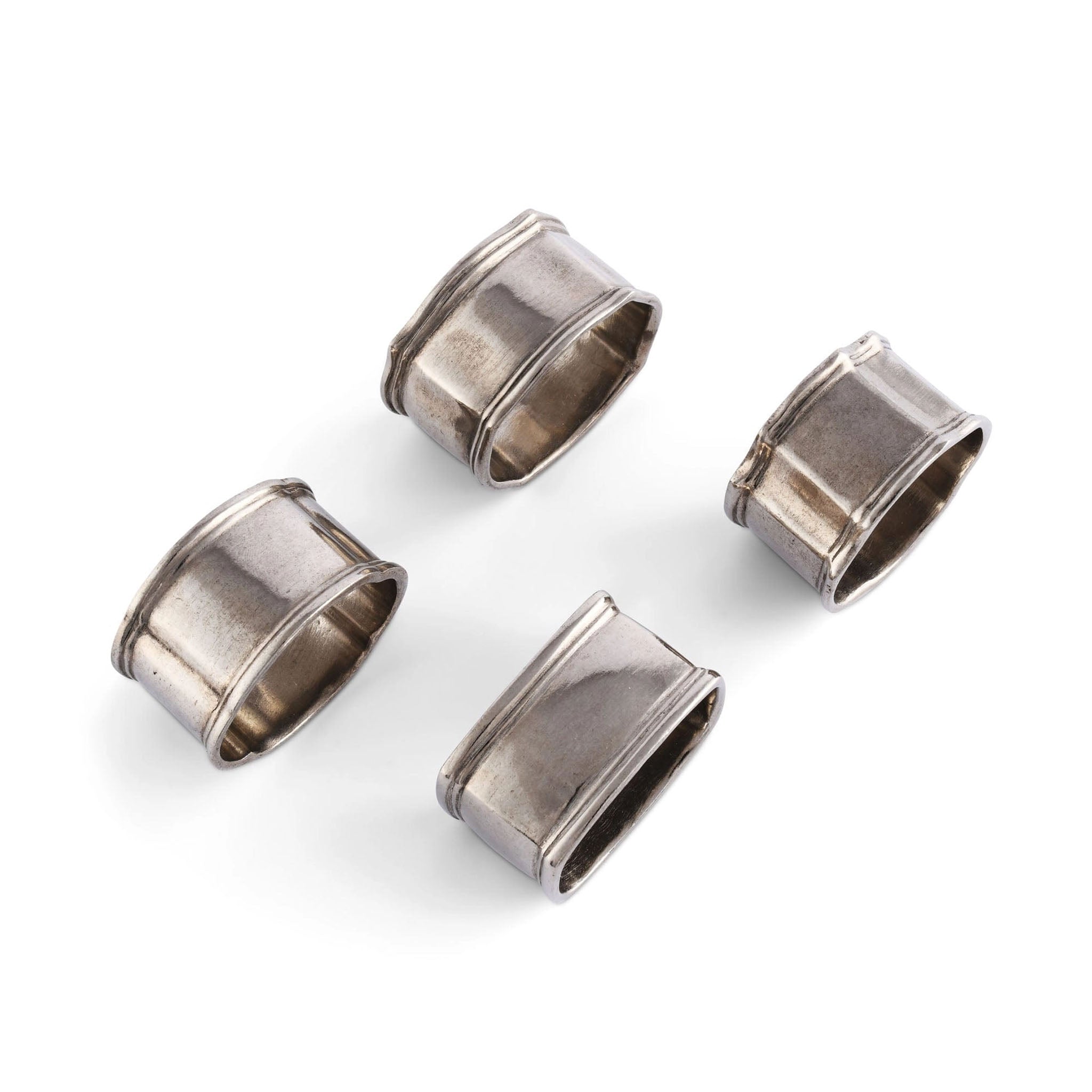 Classic Pewter Napkin Rings, Set of 4 on a white background at Addison West