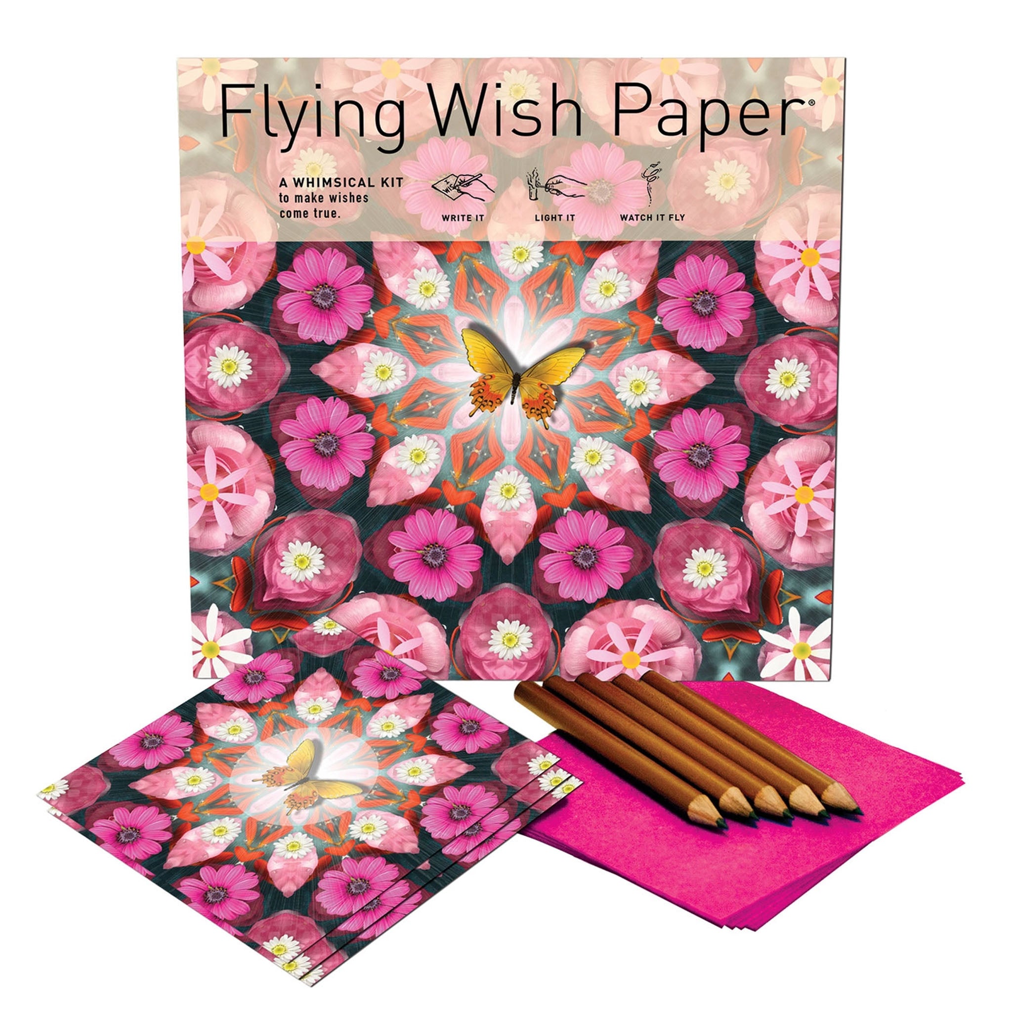 Pink Butterfly Large Kit Flying Wish Paper on a white background at Addison West