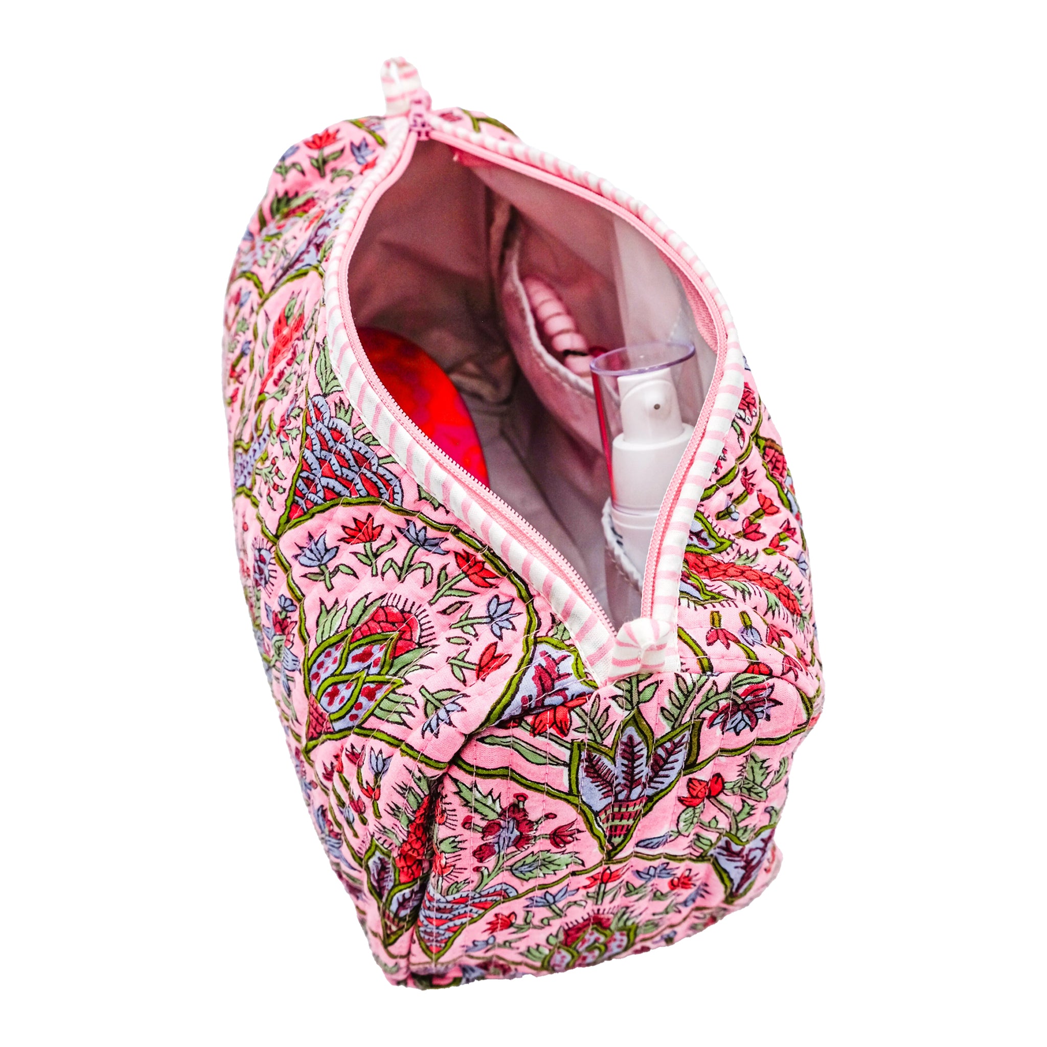 Pink Tulip Toiletry Bag on a white background at Addison West