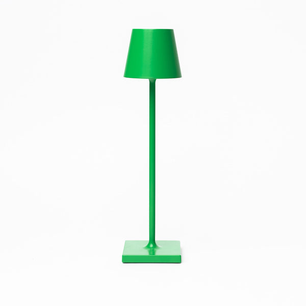 Poldina Pro micro table lamp in bright green on a white background