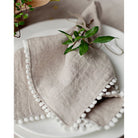 Pom Pom Linen Napkin Set - Natural - Addison West