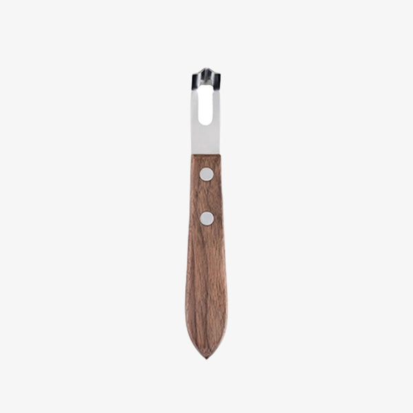 Stainless steel Channel Knife with Walnut Handle on a white background