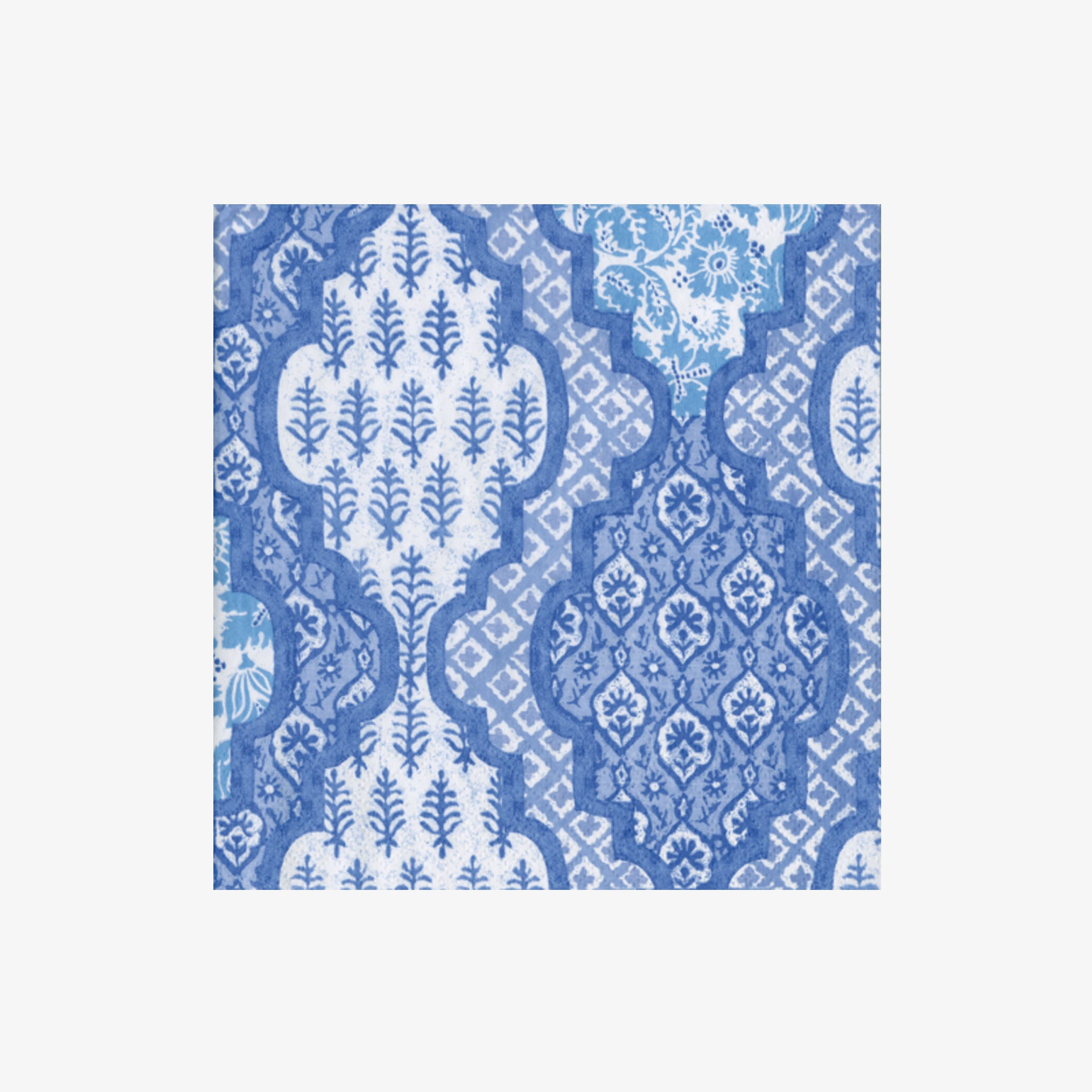 Caspari Provencale Cotton Blue Cocktail Napkin on a white background