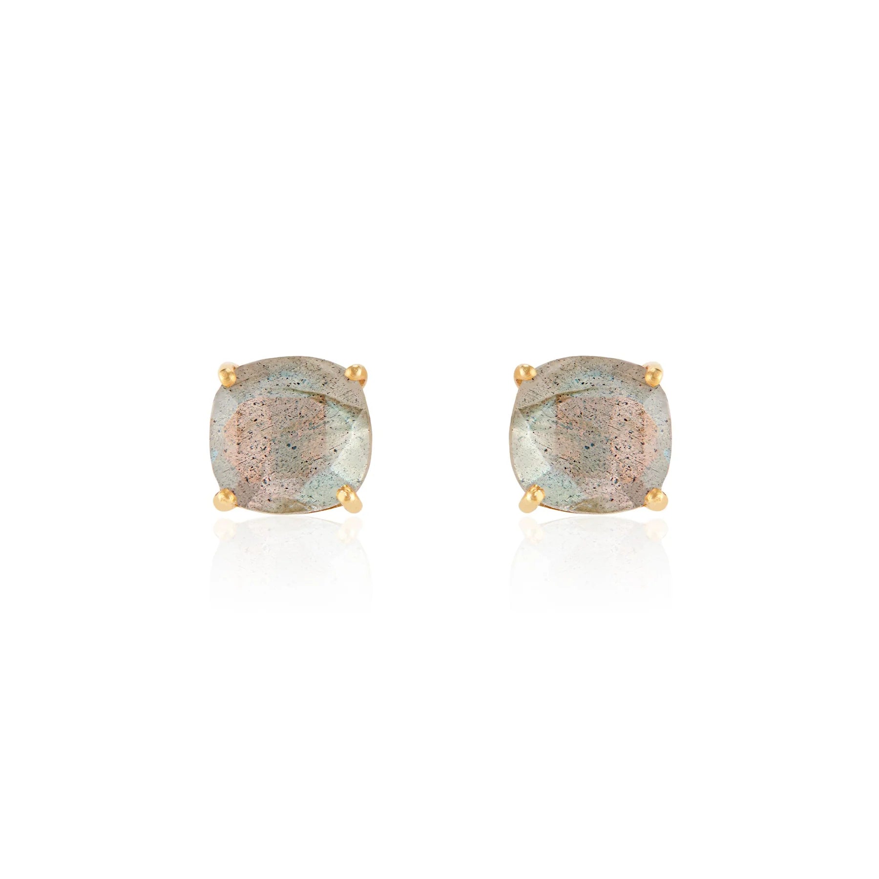 Emmy Studs in Labradorite on a white background at Addison West
