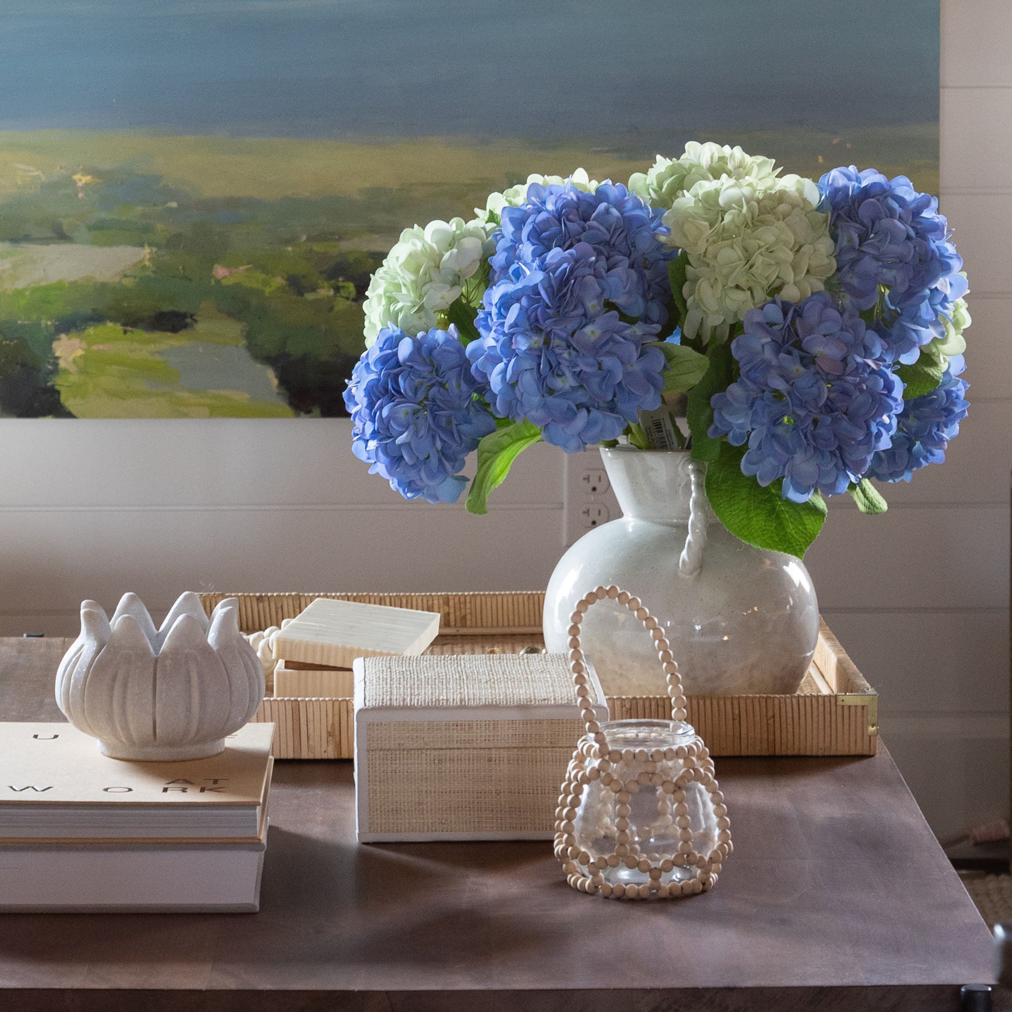 Raffia Box with Leather Trim - Large - Addison West