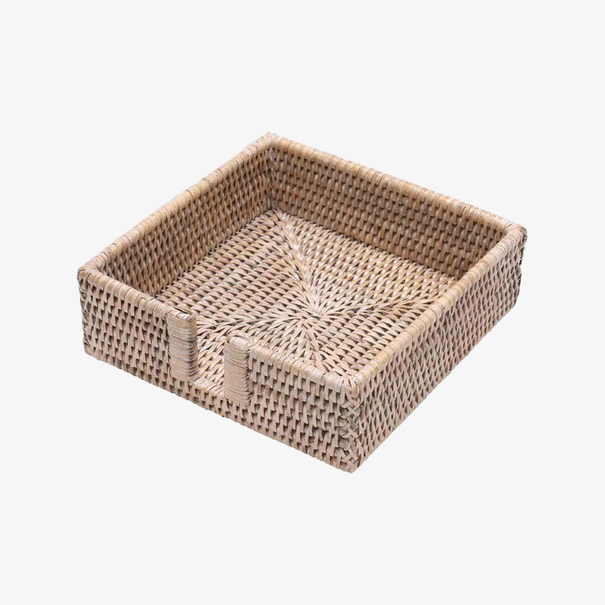 Rattan Lunch Napkin Holder in Whitewash - Addison West