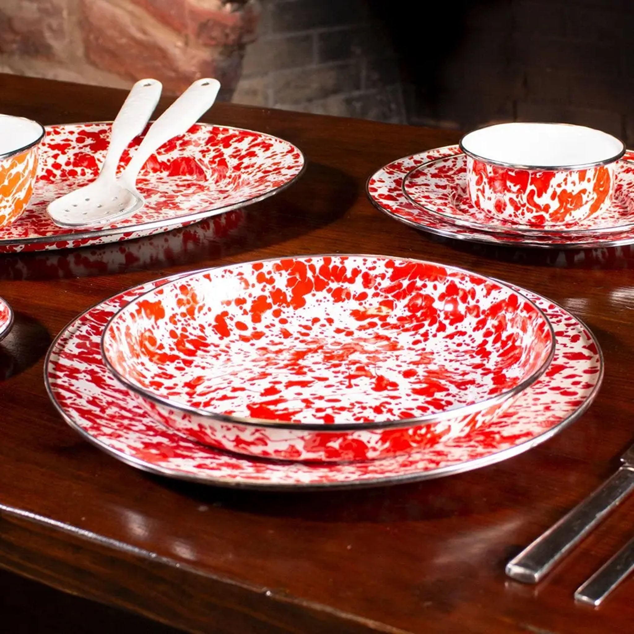 Red Swirl Enamelware 6 Quart Stock Pot - Addison West