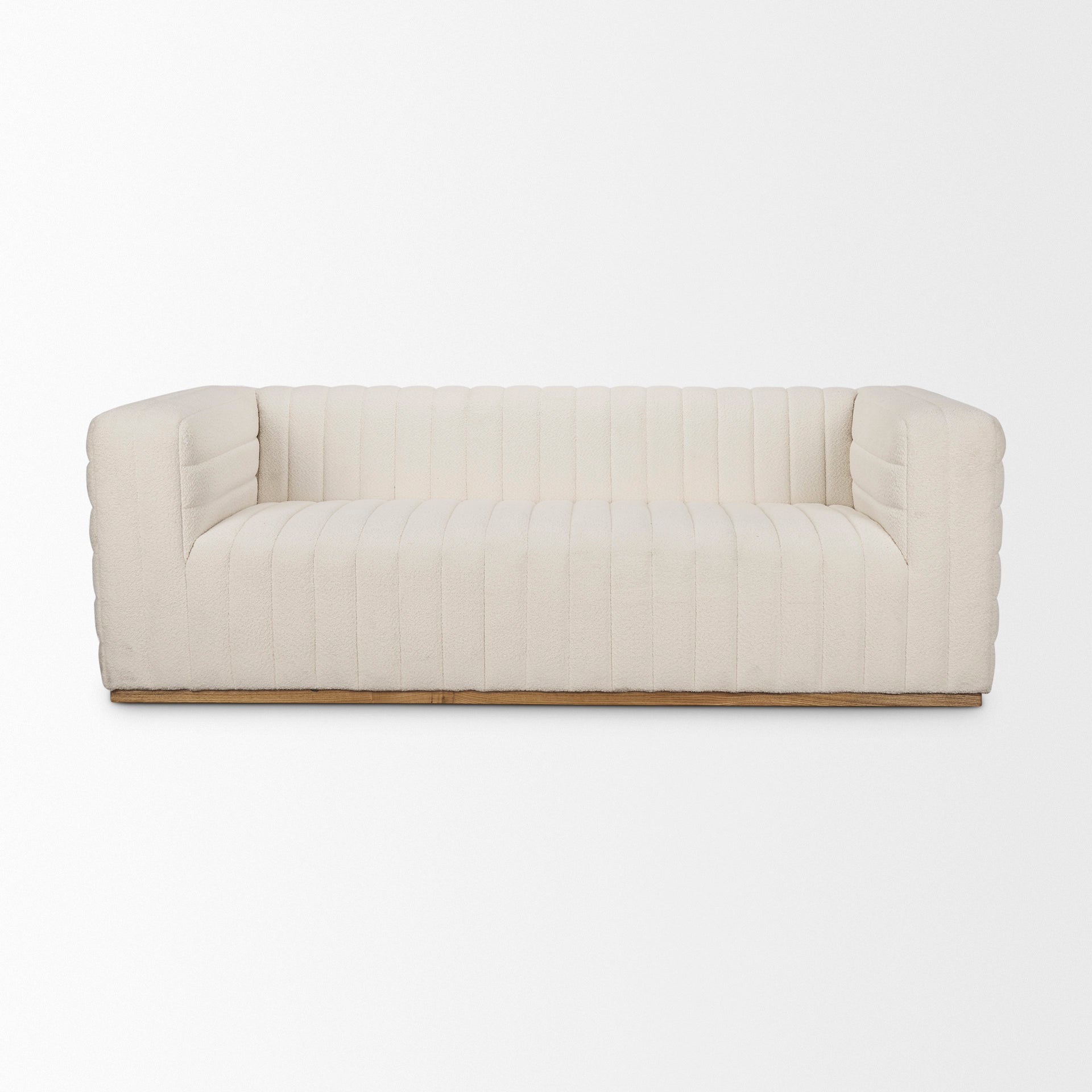 Mercana brand Ricciardo Cream Boucle 3-Seater Sofa on a white background