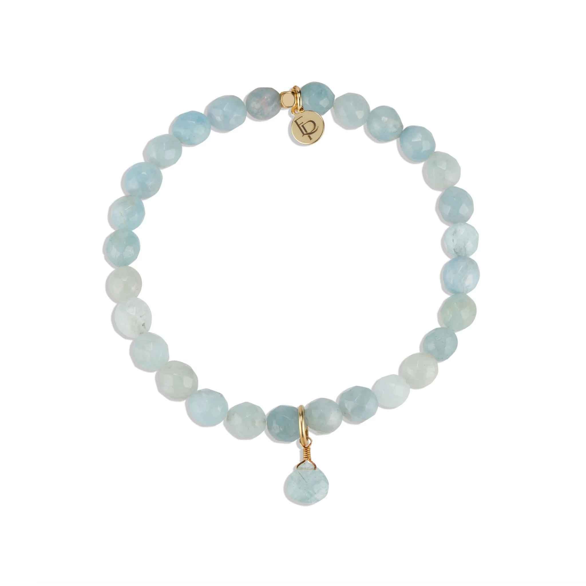 Elli Parr Royal Gemstone Beaded Bracelet in Aquamarine on a white background at Addison West