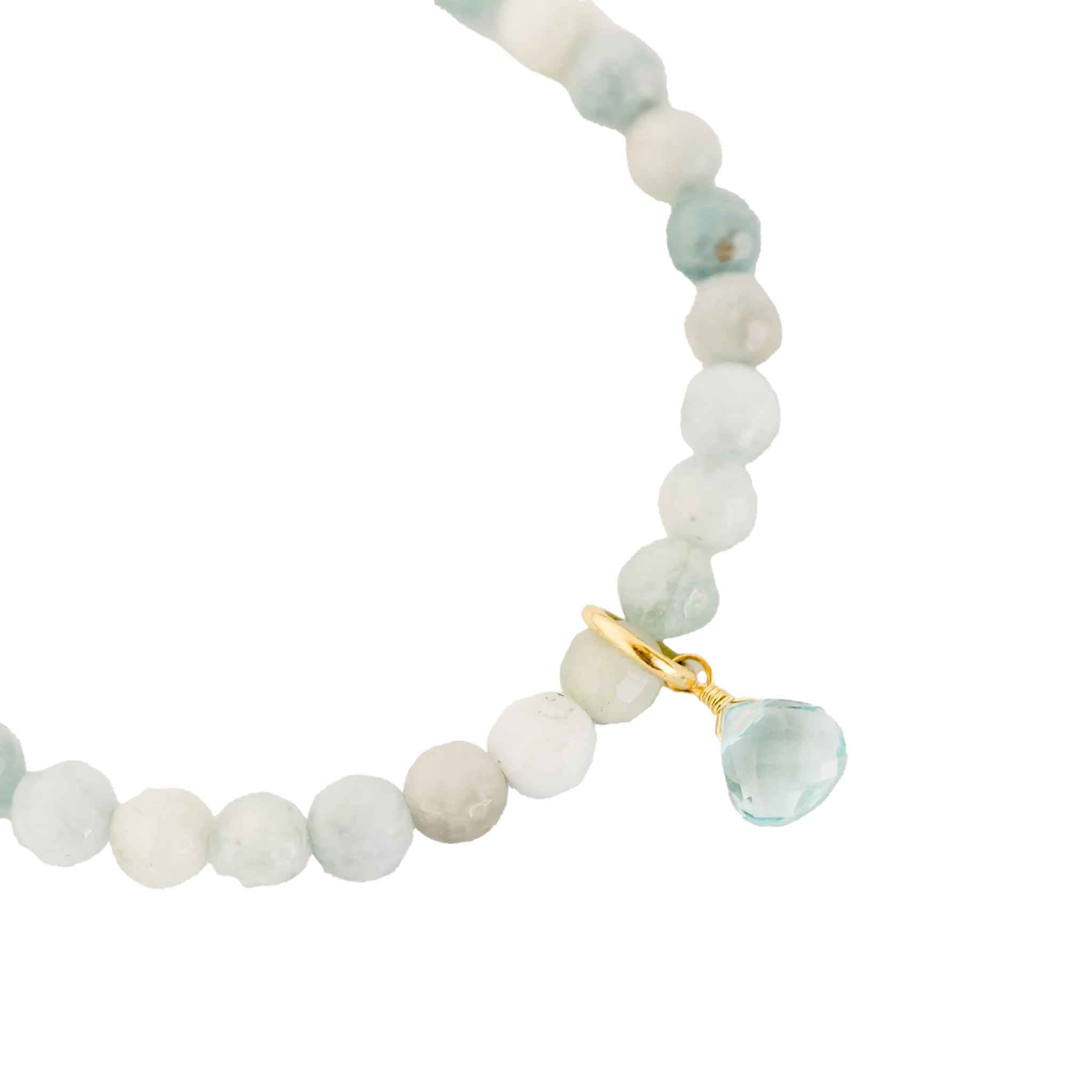 Elli Parr Royal Gemstone Beaded Bracelet in Aquamarine on a white background at Addison West
