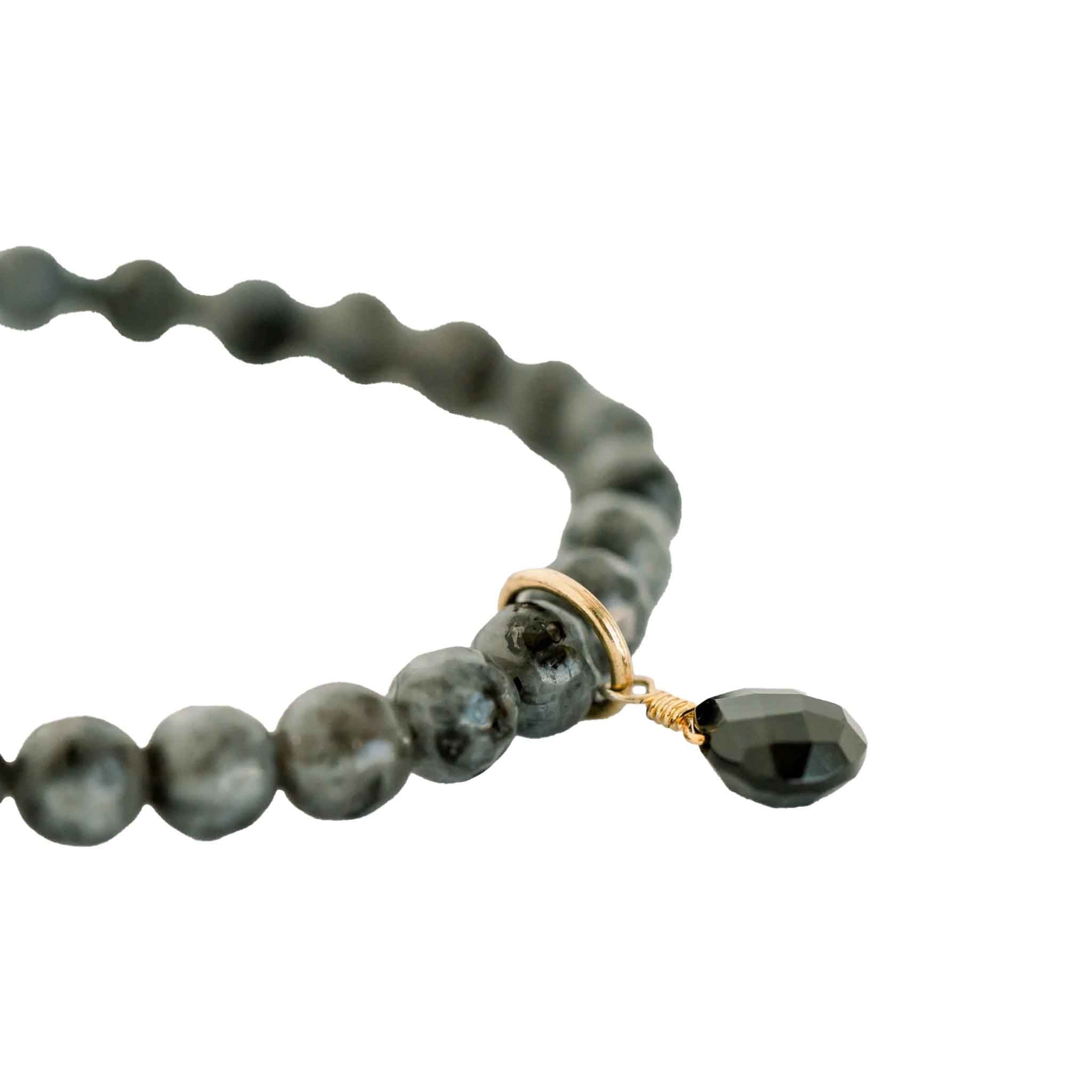 Elli Parr Royal Gemstone Beaded Bracelet in Black Labradorite on a white background at Addison West