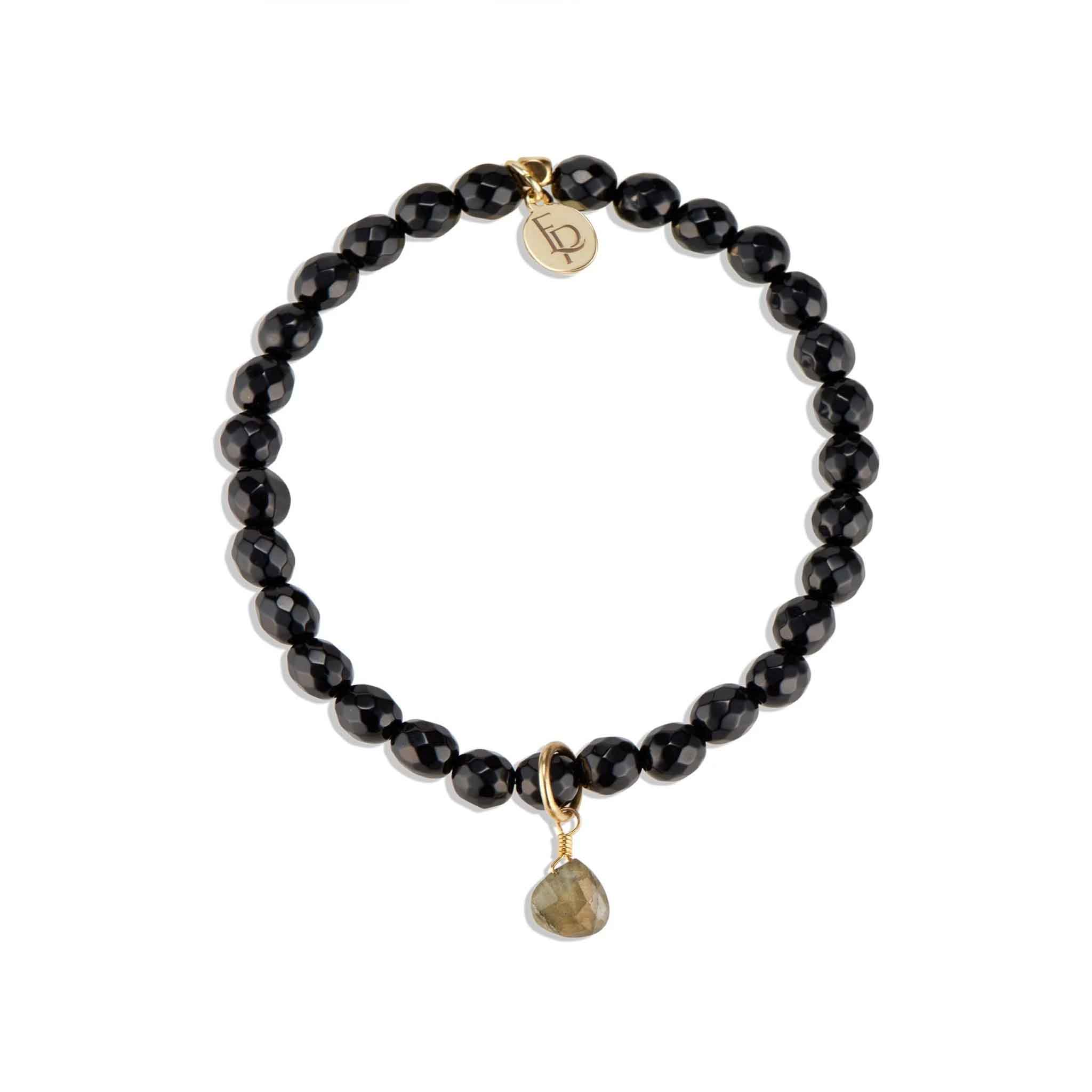 Royal Gemstone Beaded Bracelet in Black Onyx on a white background at Addison West