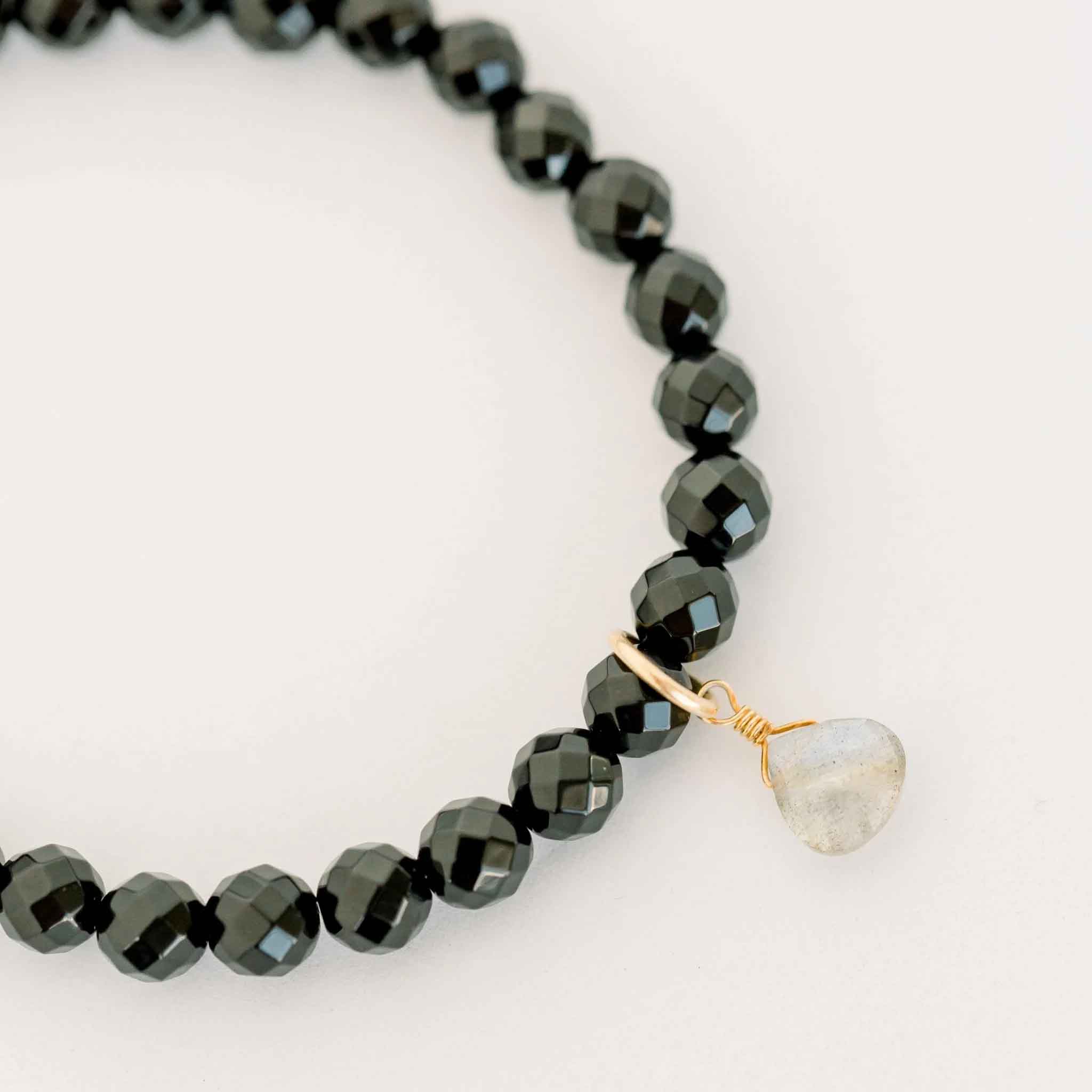 Royal Gemstone Beaded Bracelet in Black Onyx on a white background at Addison West