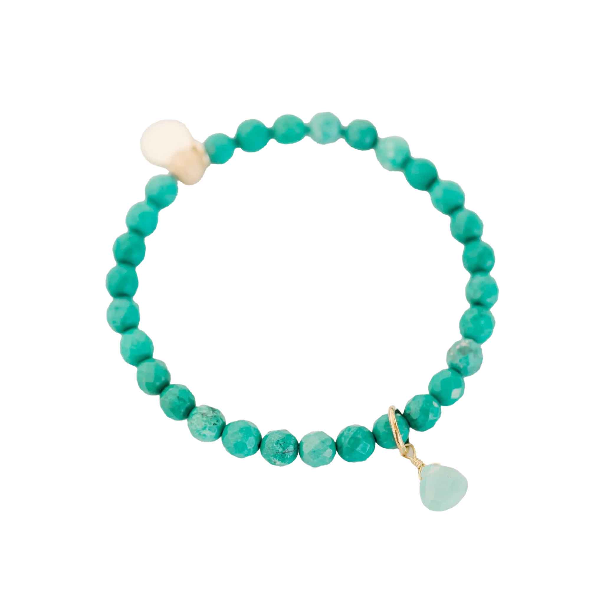 Royal Gemstone Beaded Bracelet in Green Turquoise on a white background at Addison West