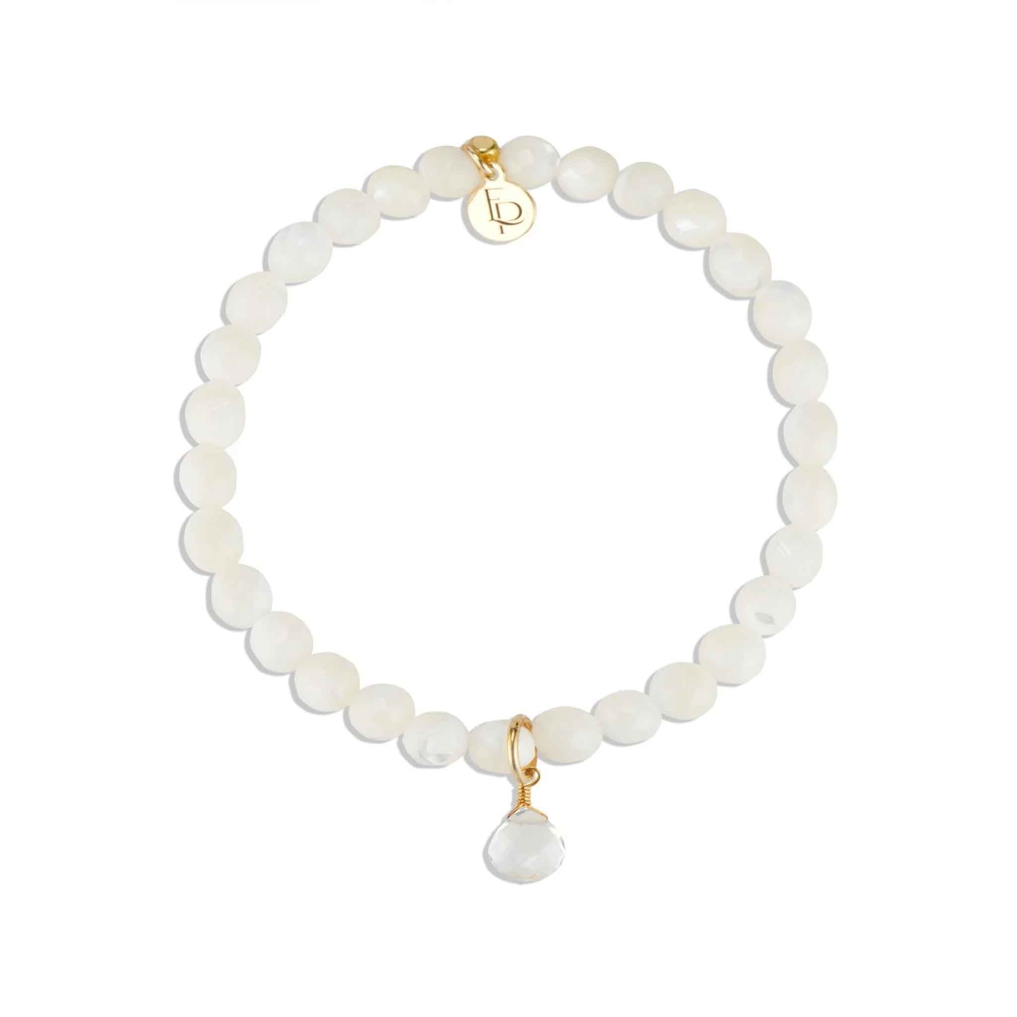 Elli Parr Royal Gemstone Bracelet in Mother of Pearl on a white background at Addison West