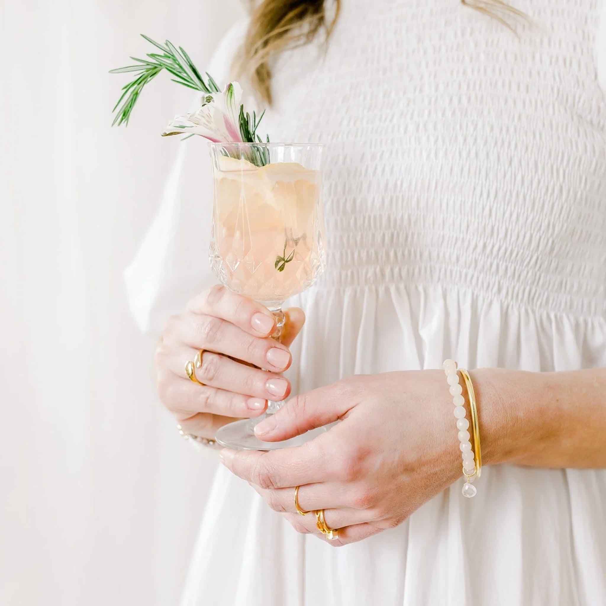 Elli Parr Royal Gemstone Bracelet in Mother of Pearl on a model at Addison West