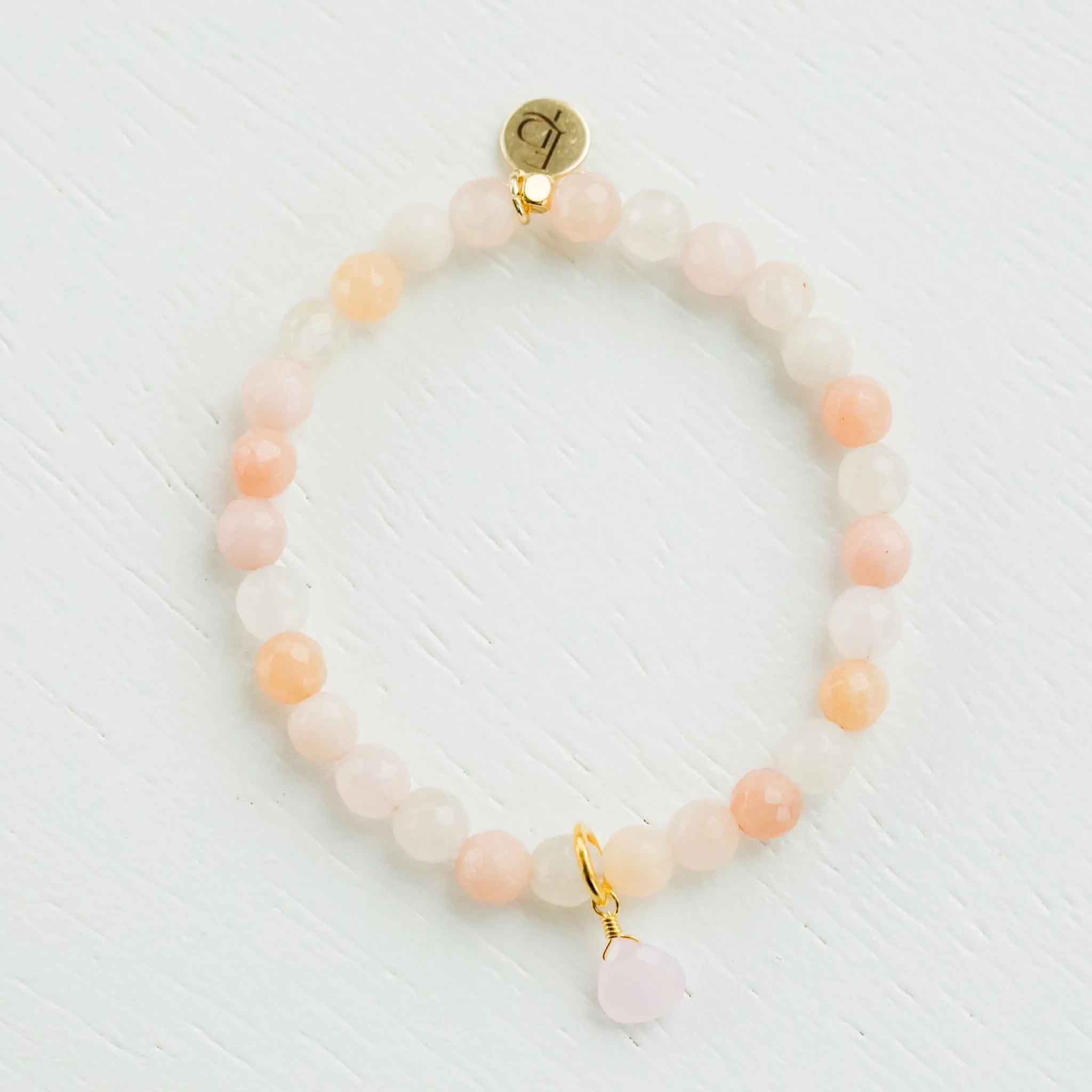 Elli Parr Royal Gemstone Bracelet in Peach Moonstone on a white background at Addison West