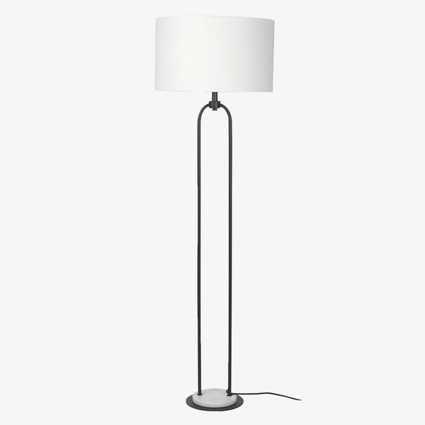 Mercana brand sarah iron and marble floor lamp on a white background