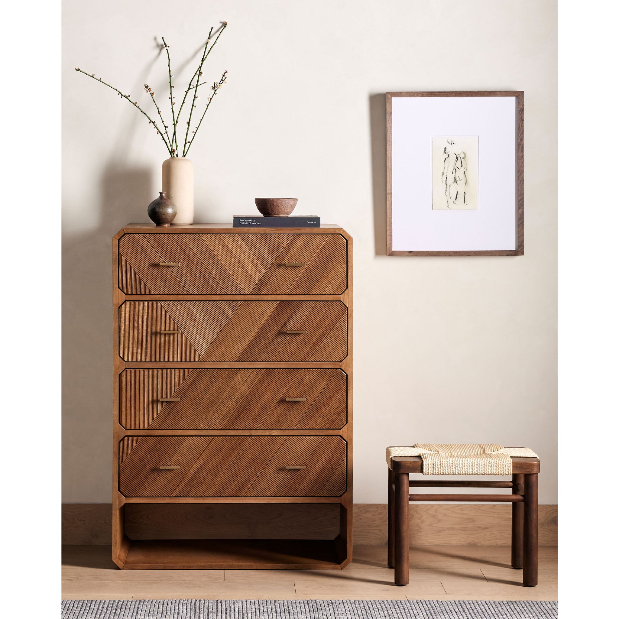 Four Hands Shona Stool  in Vintage Cotton - Addison West