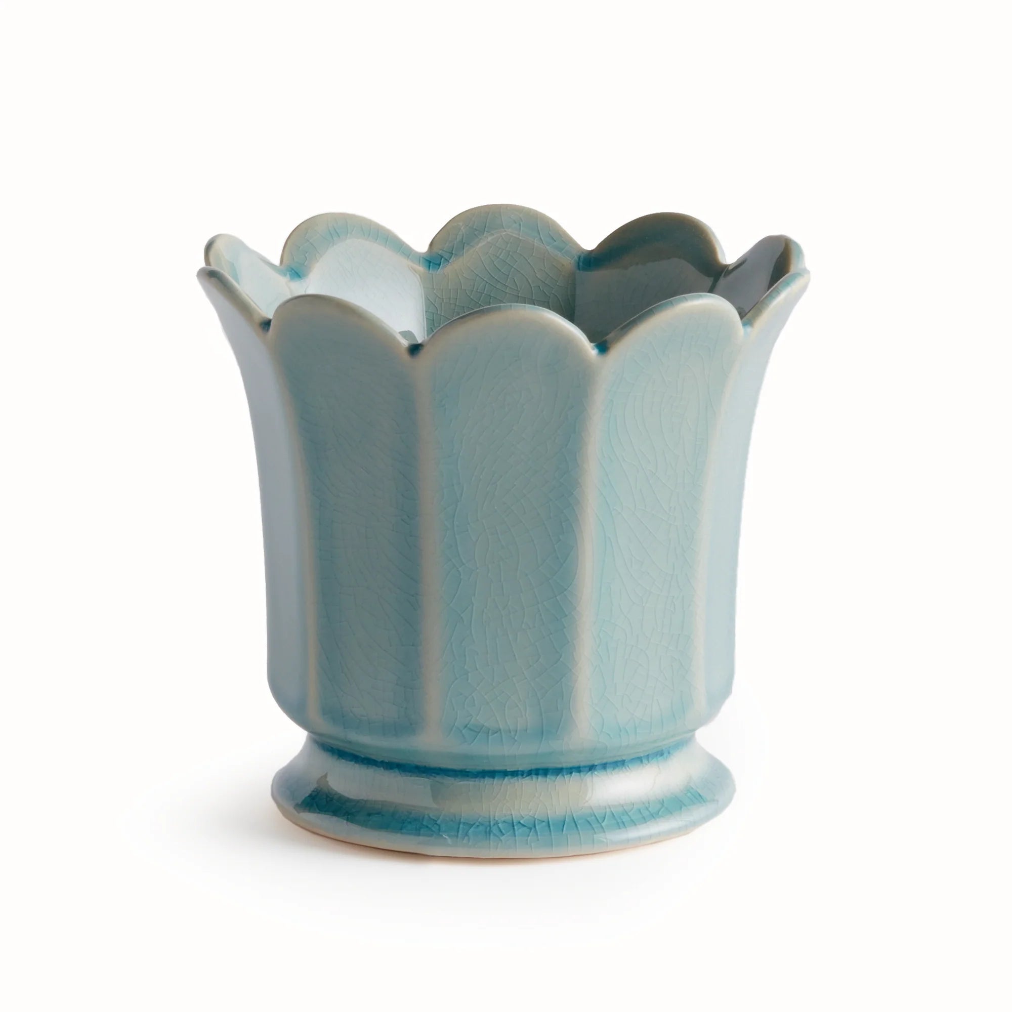 Small Maline Footed Pot in Blue on a white background at Addison West