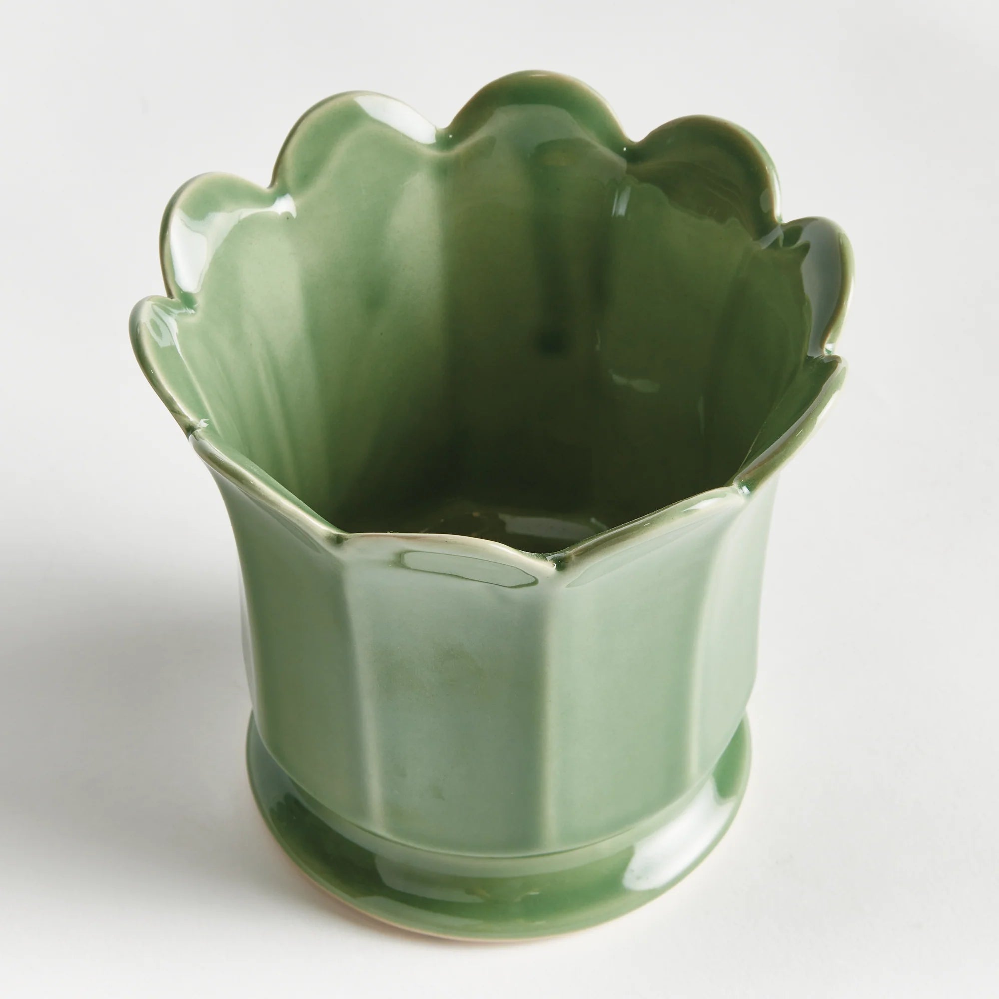 Small Maline Footed Pot in Green on a white background at Addison West