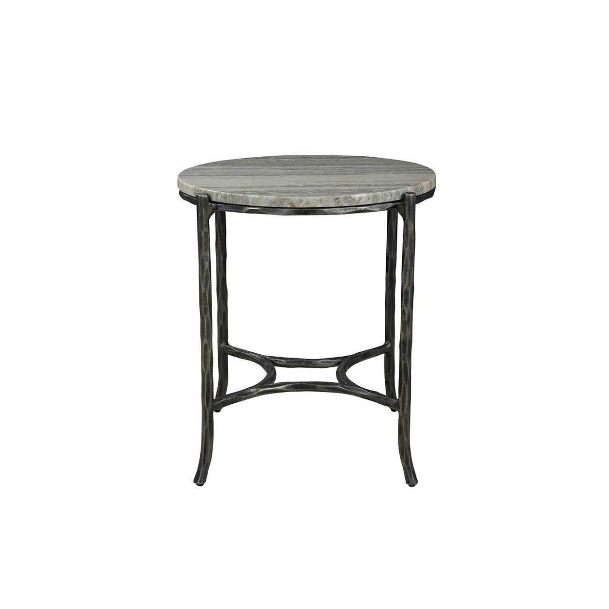 Furniture classics stone end table with Round top and iron legs
