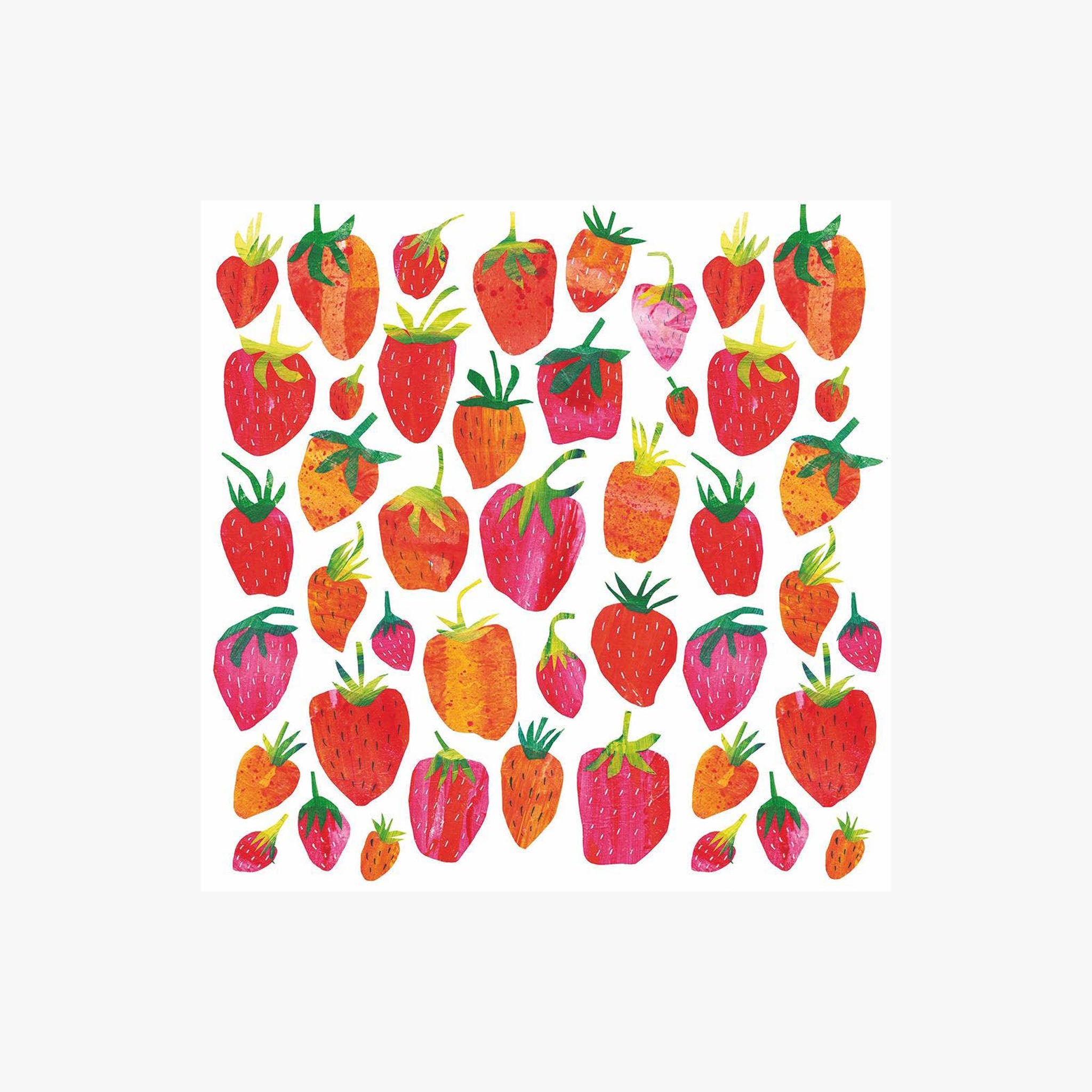 Strawberry Collage Cocktail Napkin on a white background