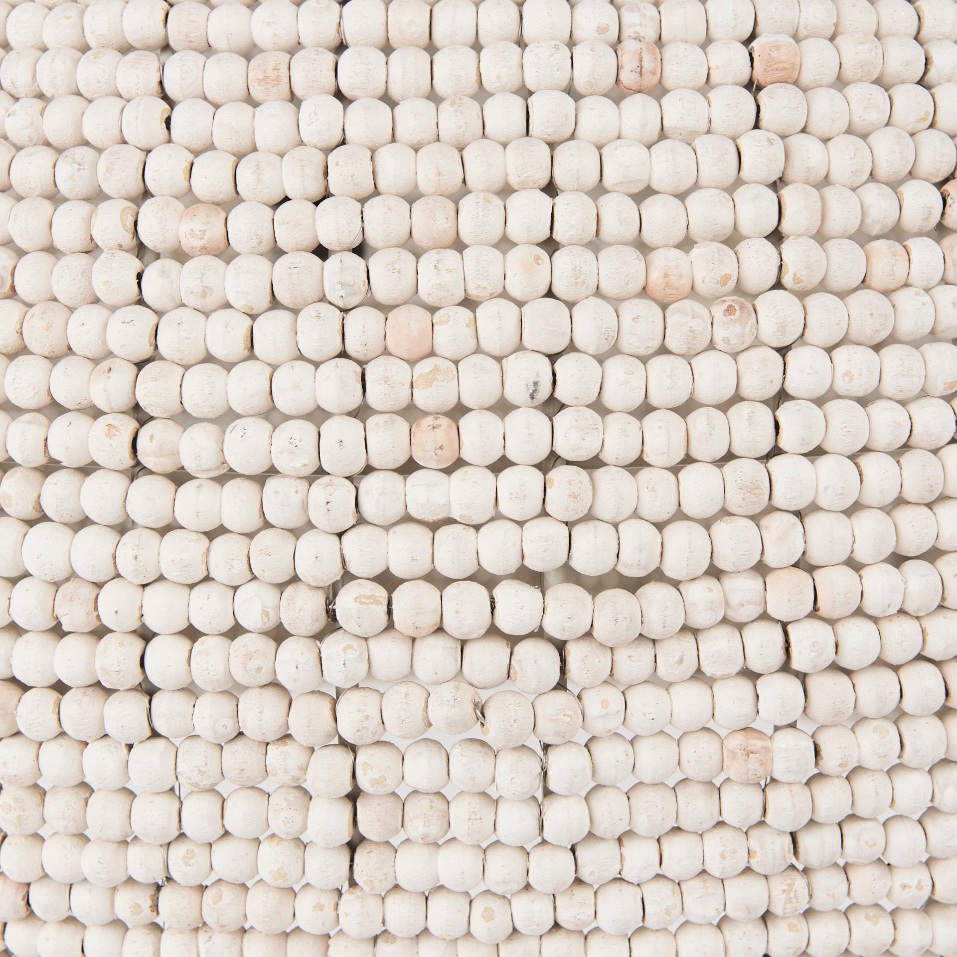 Close up of Theta 30.0 L x 30.0 W x 15.0 H White-Washed Beaded Chandelier