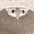 Close up of Theta 30.0 L x 30.0 W x 15.0 H White-Washed Beaded Chandelier