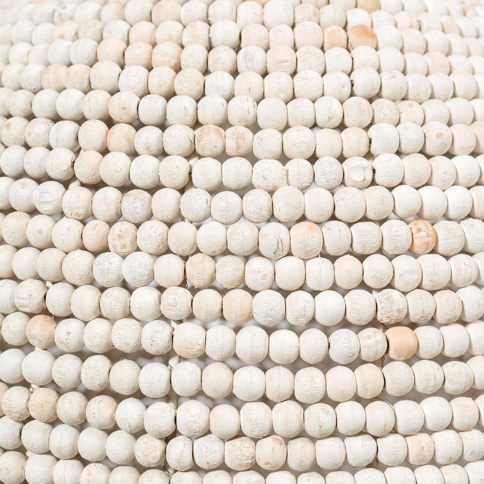 Close up of Theta 15.5x14.5 White-Washed Wood Beaded Pendant Light