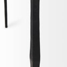 Black iron console table with narrow depth on a white background