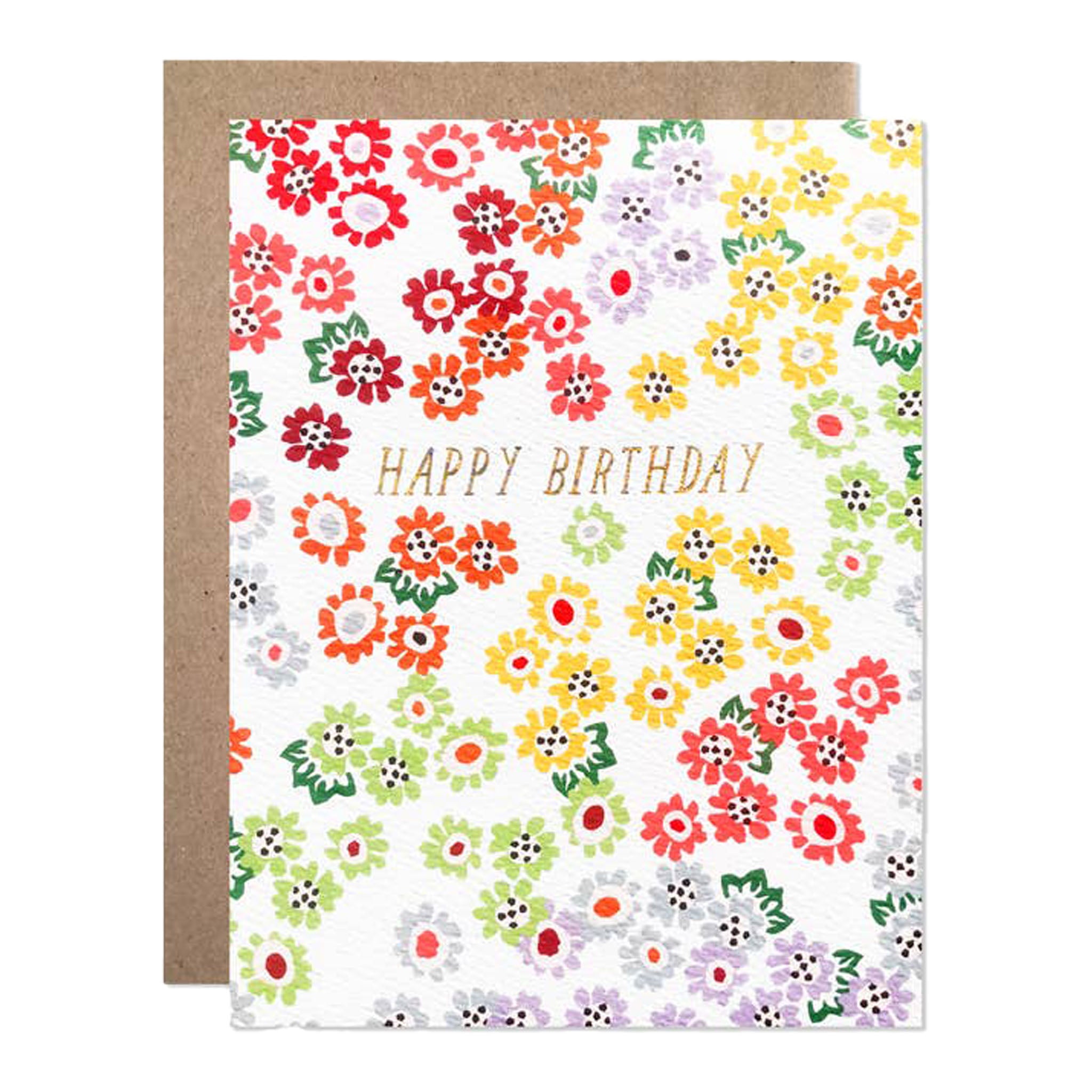 Tiny Rainbow Floral Greeting Card on a white background