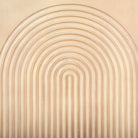 Close up of Tucker Light Brown Wood w/ Carved Arch Pattern 4 Door Sideboard